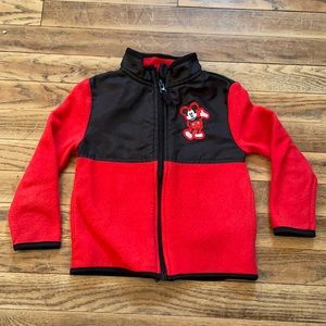 Disney brand, red, Mickey Mouse fleece zip-up, size 3T.